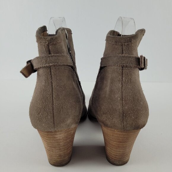 Splendid Taupe Gray Suede Buckle Strap Ankle Heeled Boot C205/3078 - Picture 4 of 12